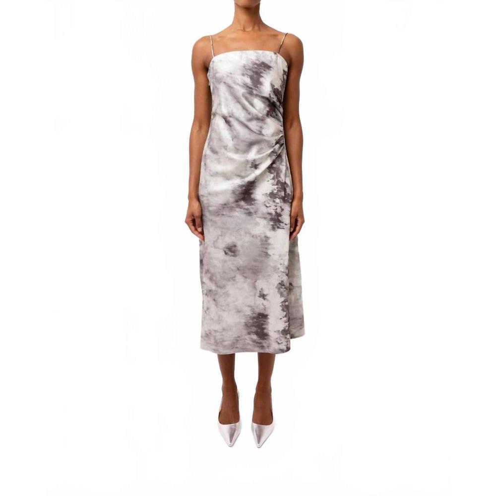 NEW AMYLYNN bluhr spaghetti strap midi dress in grey